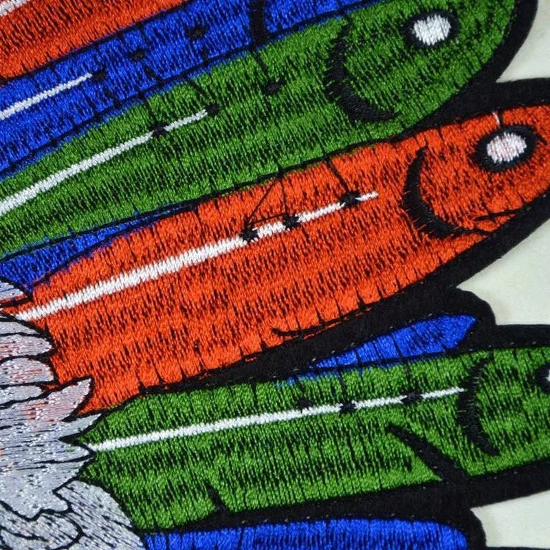 Новые нашивки в стиле панк большие яркие с вышивкой виде головы индейцев и перьев