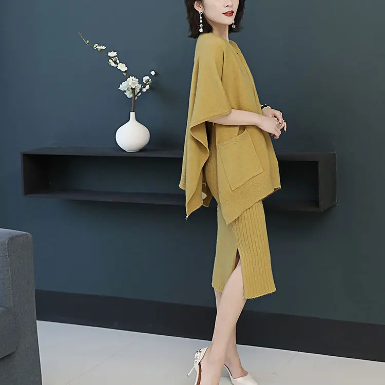 

2020 autumn two Piece Set Women crop Top cloak dress set women ensemble femme 2 piece sets womens outfits ropa mujer clothes