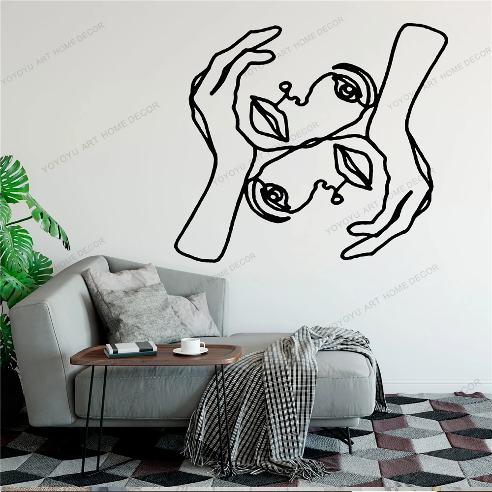 

Настенная Наклейка с изображением линий пары для домашнего декора, гостиной, модные настенные наклейки, Съемные Фрески на День святого Валентина, стены CX1535