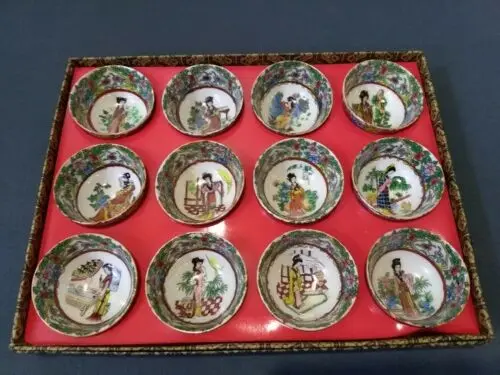 

TC005- Hand-painted Set of 12 Ancient Beauties antique porcelain teacup wine glass home decoration gift set