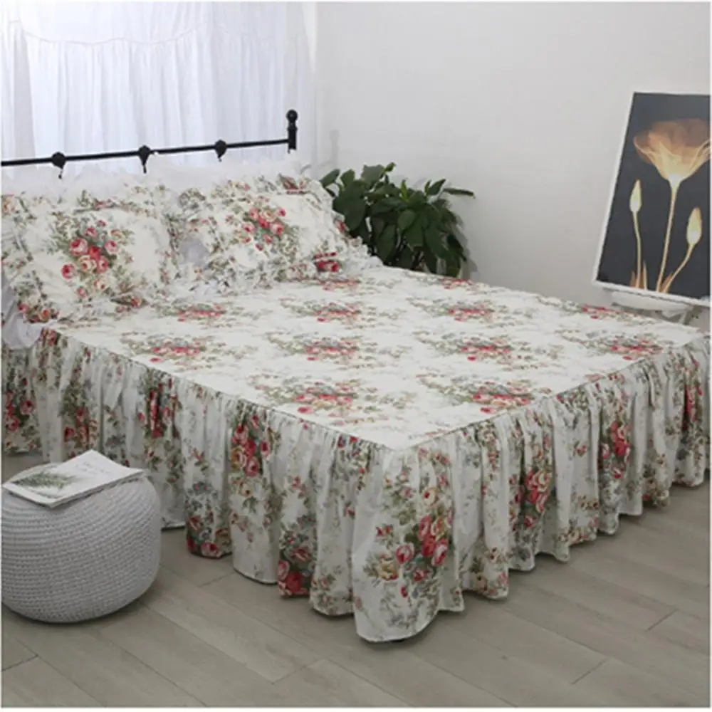 Бесплатная доставка 100% хлопок Корейская принцесса цветочные оборки вышитые