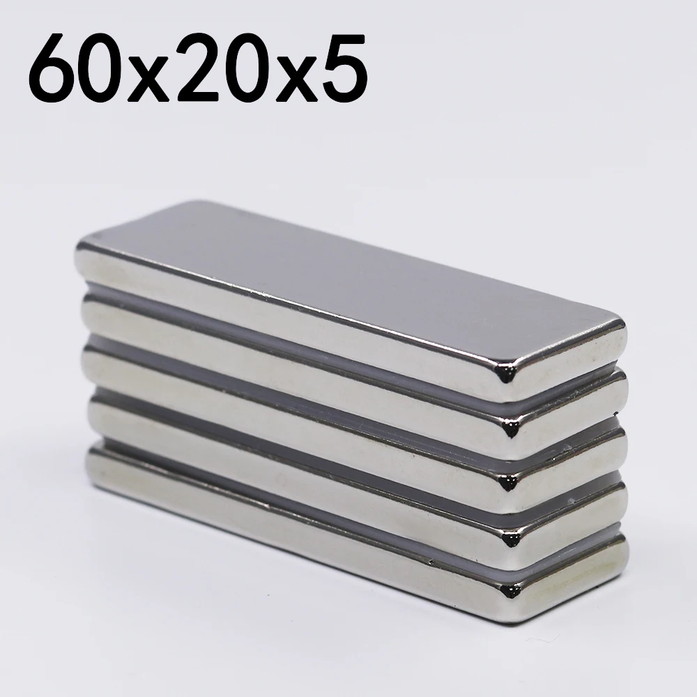 1/2/5 шт. 60x20x5 Неодимовый Магнит 60 мм x 20 5 N35 NdFeB Блок сверхмощные Сильные Постоянные
