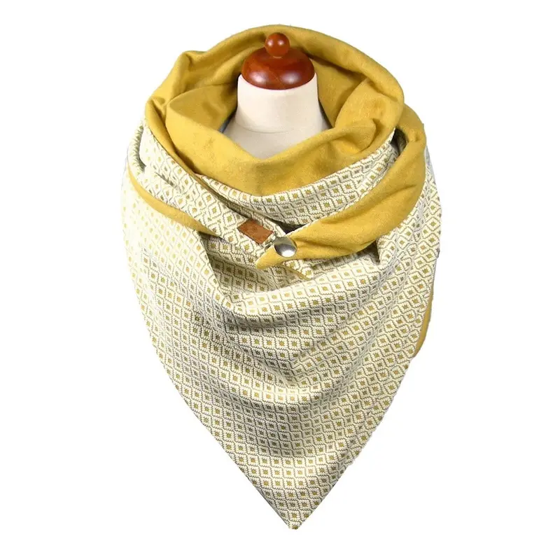 Модные женские шарфы однотонные с принтом в горошек на пуговицах мягкие запахом