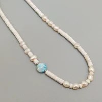 lii ji white choker necklace collar howlite larimar baroque pearl necklace 925 sterling silver bohemian women men jewelry gift