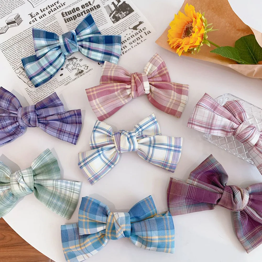1 шт. японский бант в клетку весенний цвет студенческий зажим для волос головной