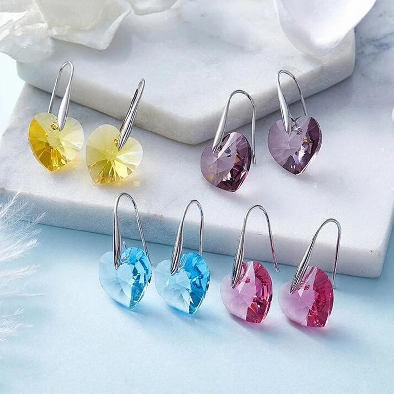 Женские серьги подвески SHDEDE вечерние Ги серебряного цвета с кристаллами