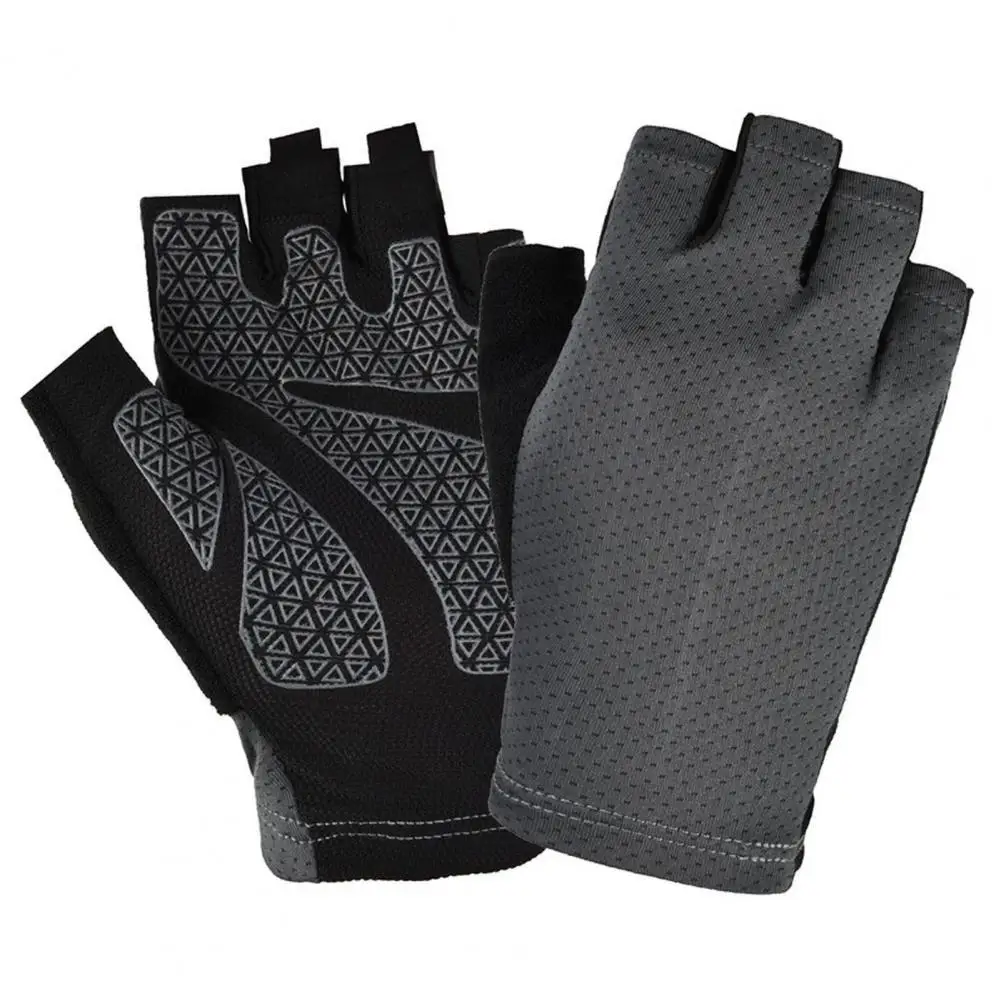 

1 Pair Cycling Gloves Sunscreen Antiskid Mesh Fabric Outdoor Sports Fitness Driving Breathable Gloves for Skate Skateboard