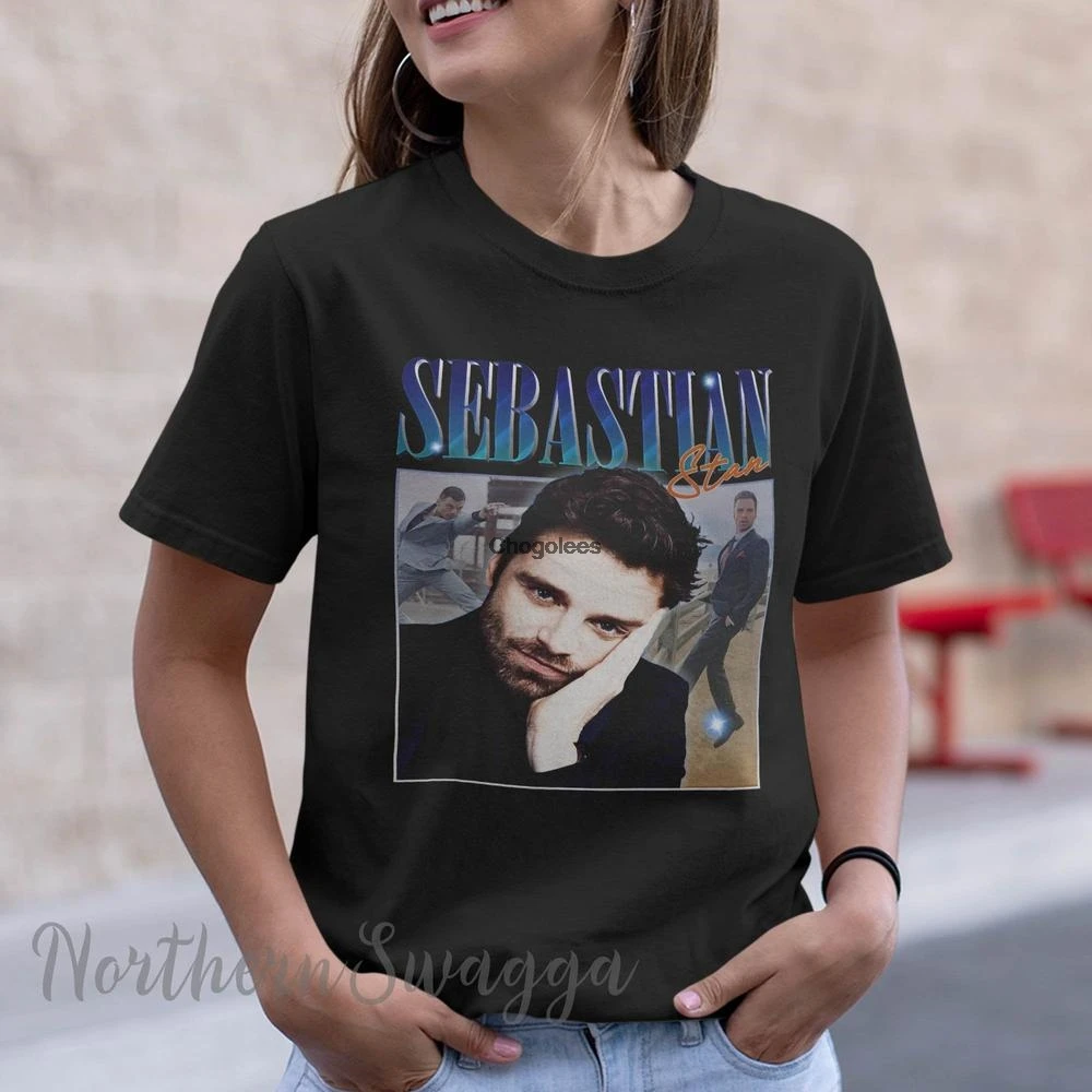 

Sebastian stan shirt cool fan art t shirt 90s poster design retro style 119 tee