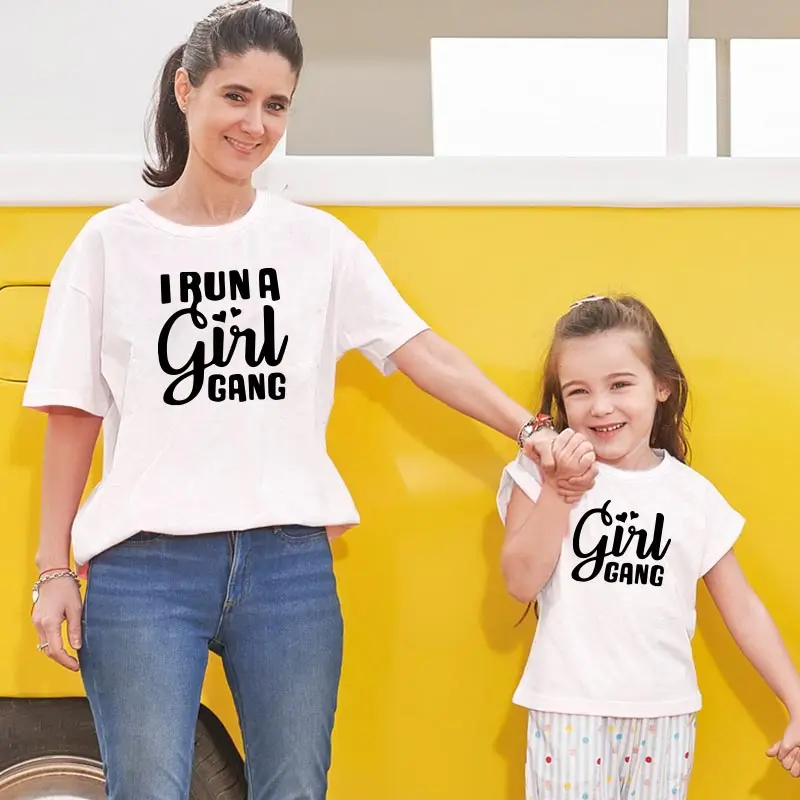 

2021 summer pop art letters mother and daughter parent-child clothing short-sleeved T-shirt mom and girl fashion trend tops
