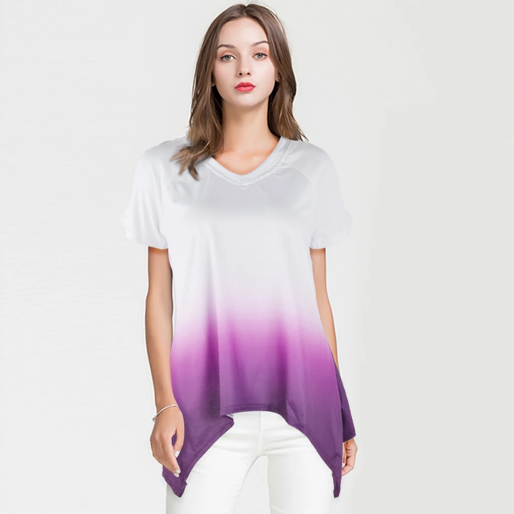 Женская футболка размера плюс с коротким рукавом асимметричные футболки и топы