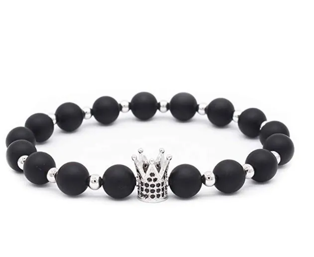 8 мм черный Корона Многоцветный натуральный агат камень Исцеление Рейки Будда