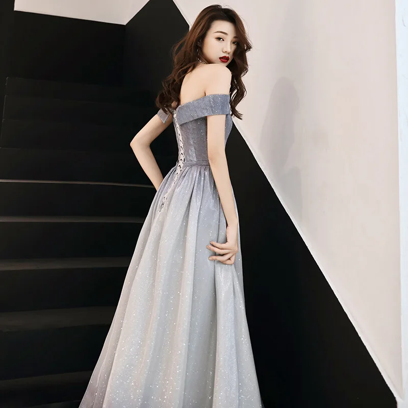 

New Grey Evening Dresses Long Floor Length Chiffon Formal Evening Party Dress for Women Estelyi Ruha