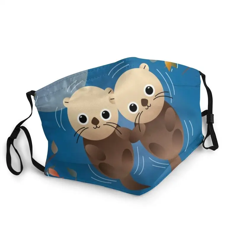 

Маска для лица с двумя выдрами в лунном свете, одноразовая маска для взрослых, защита от пыли, респиратор, маска для рта