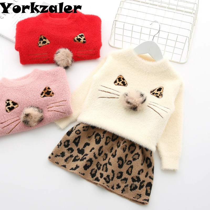 Комплект одежды для девочек костюм из шерсти норки 2019 г. Новое осеннее платье