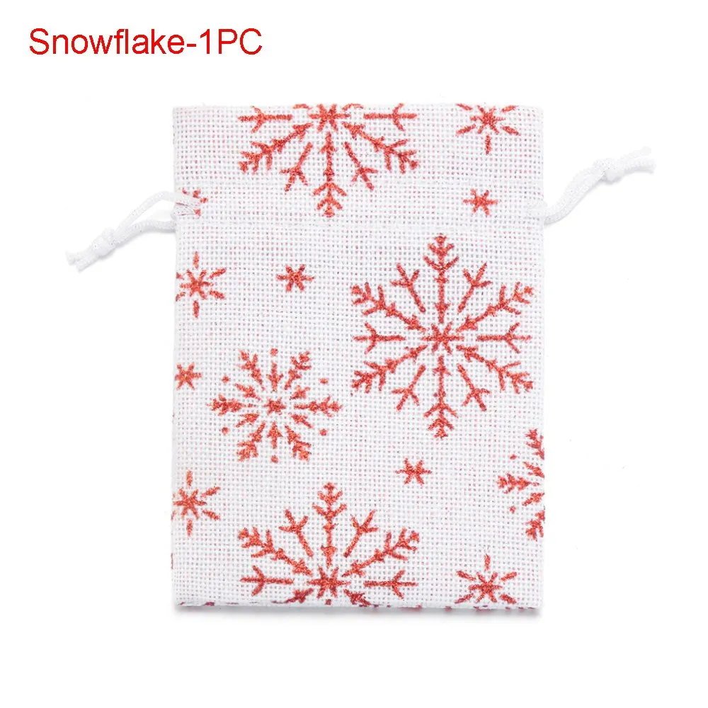 Snowflake-1PC 1/5 шт, рождественские Винтаж натуральная Мешковина Подарочные мешки для конфет, Свадебный вечерние пользу мешок», «Лось», «Снежинка из натурального джута подарочная упаковка - Цвет: Snowflake-1PC