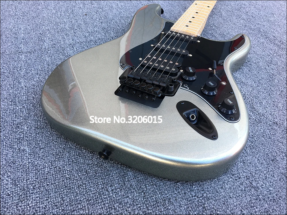 Custom Shop ST электрогитара гарантия качества серебряный корпус Floyd rose. Реальные