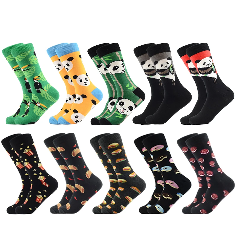 

10 pairs/New Seasons With Logo For Men Women Leisure Personality Pure Cotton Design Lovely Snack Food Design Happy Socks