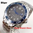 Часы наручные Miyota Мужские автоматические, сапфировое стекло, светящийся серый циферблат, Керамическая рамка, вставка в SS, дата, 41 мм, 8215