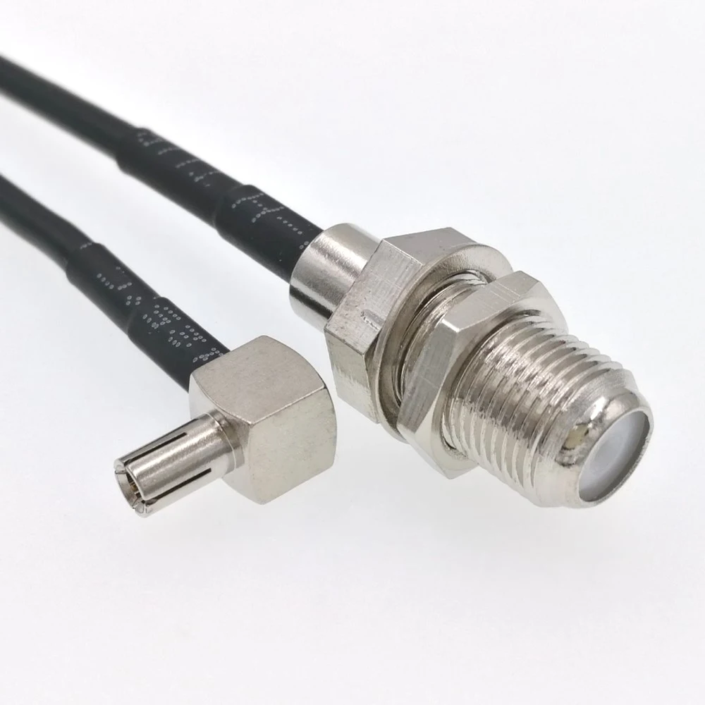 

F Female Jack to TS9 Male Rightangle Plug Pigtail Angle Connecto RG316 RG174 Cable Extension 15CM 1PC