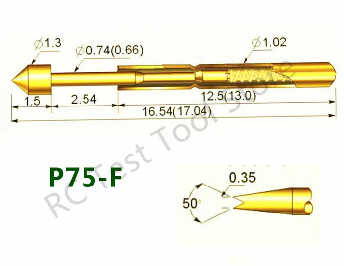 Лидер продаж пружинный тестовый зонд серии P75 Pogo штифт 100 шт. диаметр 1 02 мм