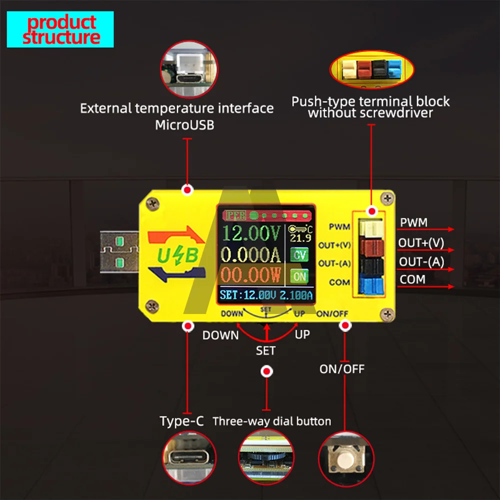 USB-тестер для зарядки с цветным экраном цифровой контроль напряжения усиление