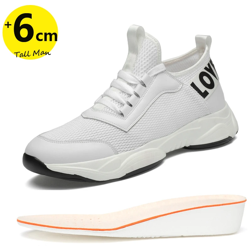 

Men Sneakers Height Increas Insoles 6cm Heightening Shoes Man Elevator Shoes Height Increase Shoes
