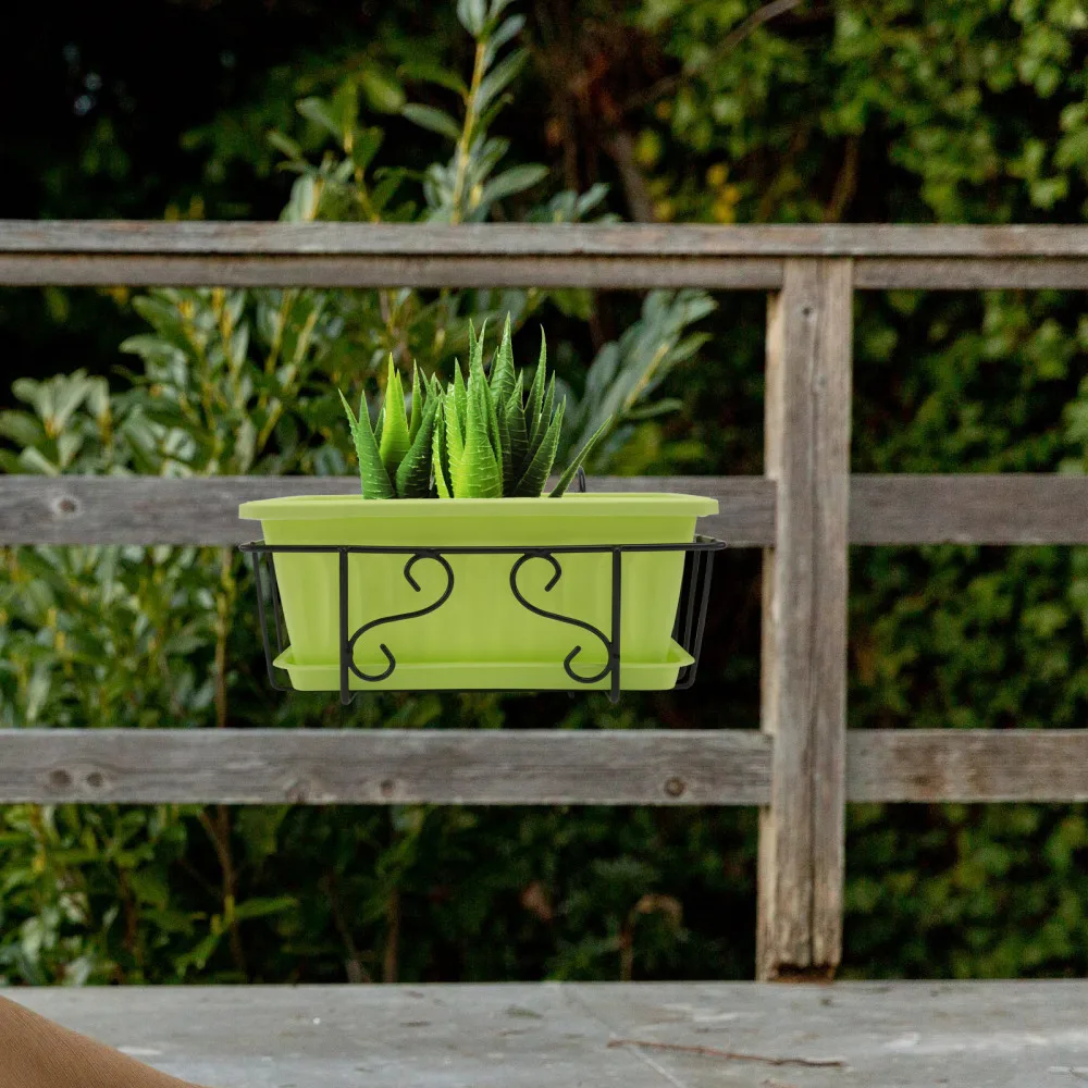 

1 Set Simple Railing Hanging Gardening Pot Multi-purpose Balcony Flower Pot