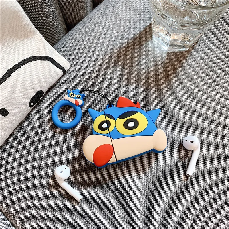 6 Bluetooth чехол для наушников Airpods милые аксессуары чехол для Airpods 2 Силиконовый 3D дизайн Crayon Shinchan с кольцом для ключей - Цвет: 6