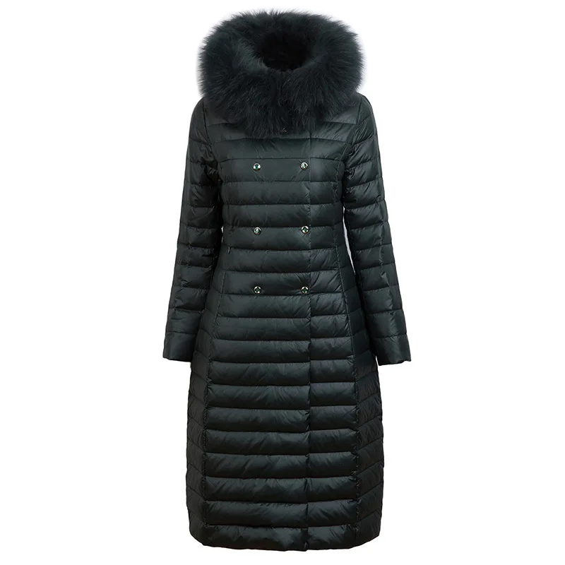 Зима 2019 новый стиль пуховик женский выше колена длинный толстый плюс размер
