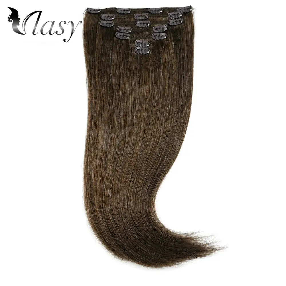 #6 Vlasy, 20 дюймов, 7 шт./набор, Remy, на клипсах, для наращивания, бесшовные, прямые, двойные, на клипсах, человеческие волосы для наращивания, 130 г/шт., 16 клипсов - Цвет: #6