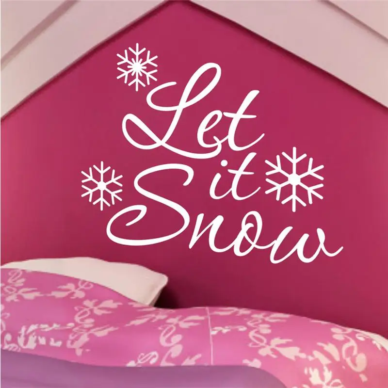 Let It Snow снежинки Наклейки на стены для магазина домашний Декор Diy оконная наклейка