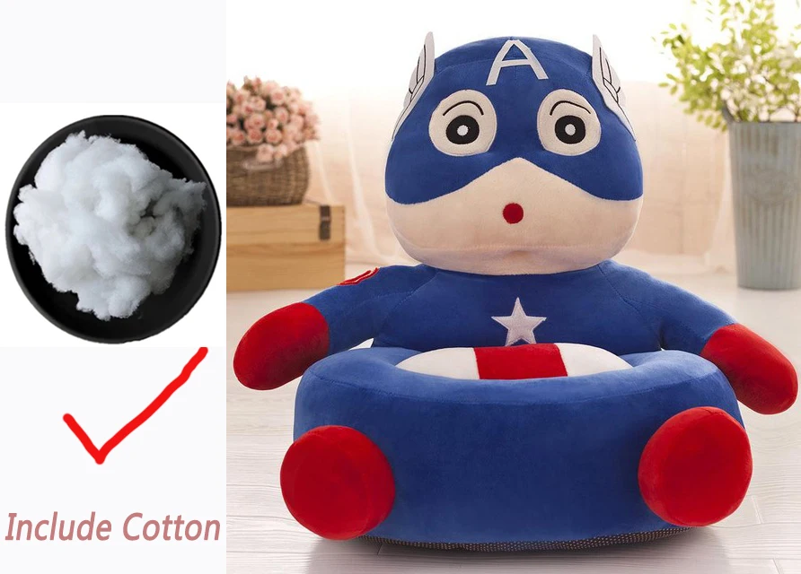 B with Cotton Диван или диван) Детские Плюшевые опорные сидения диван мультфильм Мстители Человек-паук Капитан Америка стул детские сидения игрушка - Цвет: B with Cotton