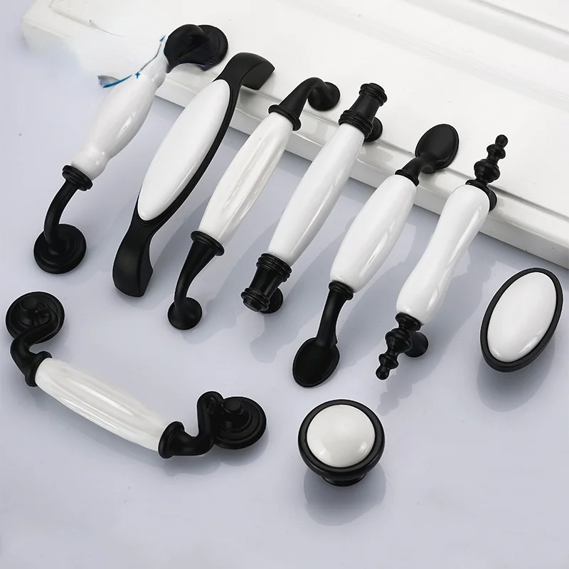 

Cabinet Furniture Drawer Handle Room Closet Kitchen Cupboard Zinc Alloy Metal Ceramic Door Pull Wardrobe Simple Knob Hardware