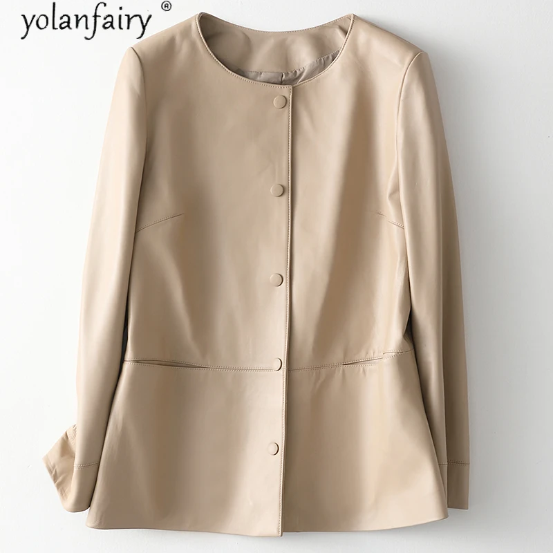 

Real Leather Jacket Women 2020 Spring Autumn Women's Natural Sheepskin Coat Korean High Quality Leather Coats HQ20-ZGY202003A