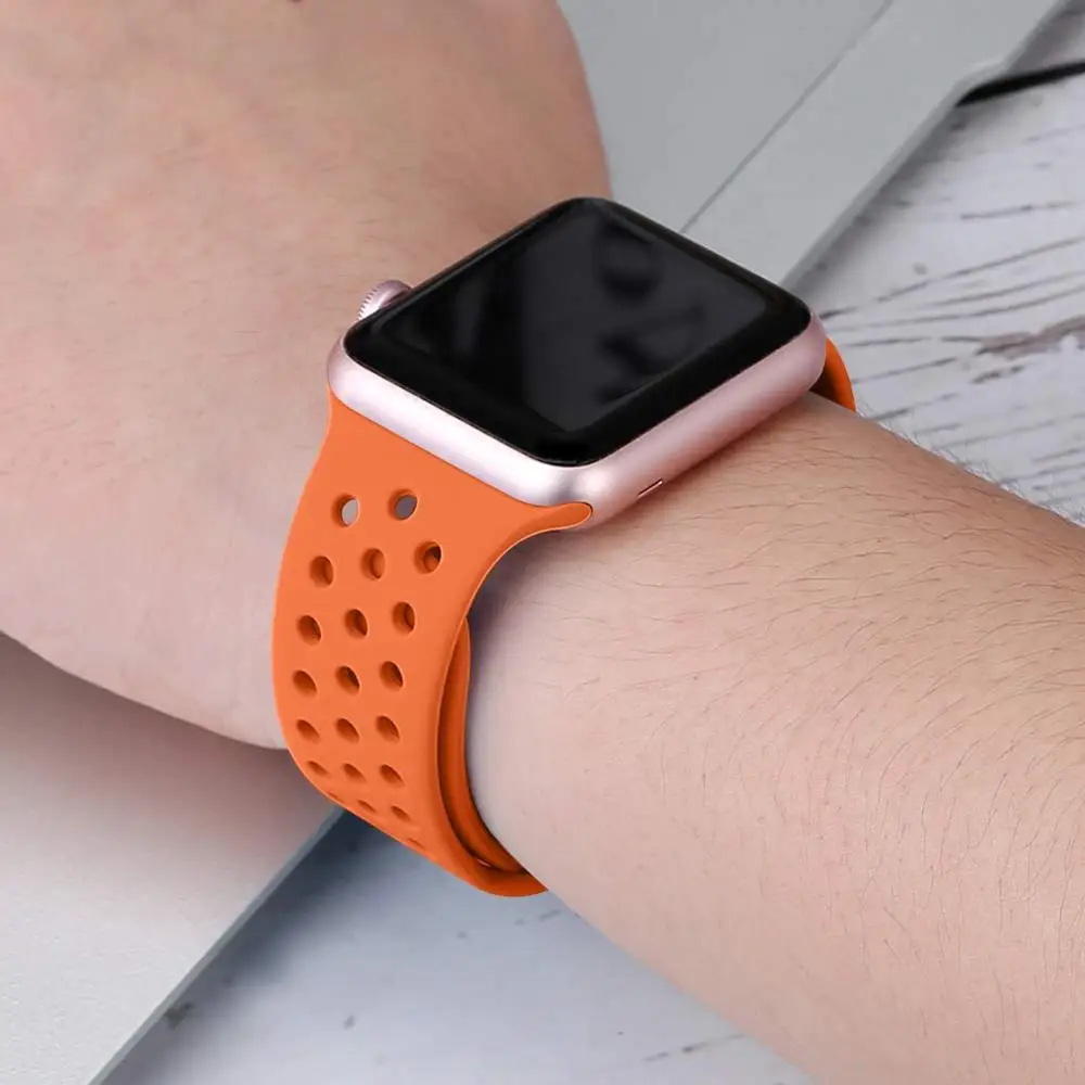 Sport Silicone strap for correa apple watch 42mm 38mm 44mm 40mm band fashion bracelet watchband iwatch series 6 se 5 4 3 2 44 42