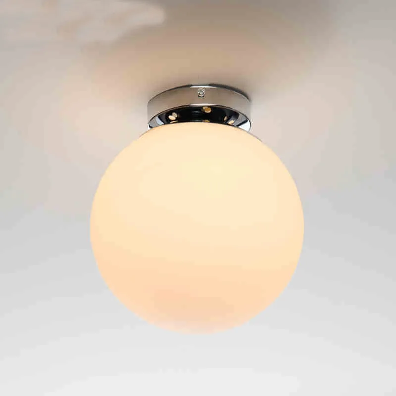 Современная Минималистичная матовая стеклянная потолочная лампа в виде шара для