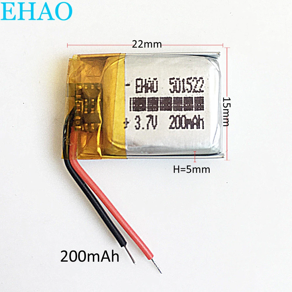 EHAO 501522 3 7 V 200mAh литий-полимерный LiPo перезаряжаемый аккумулятор для Mp3 PAD DVD E-Book GPS