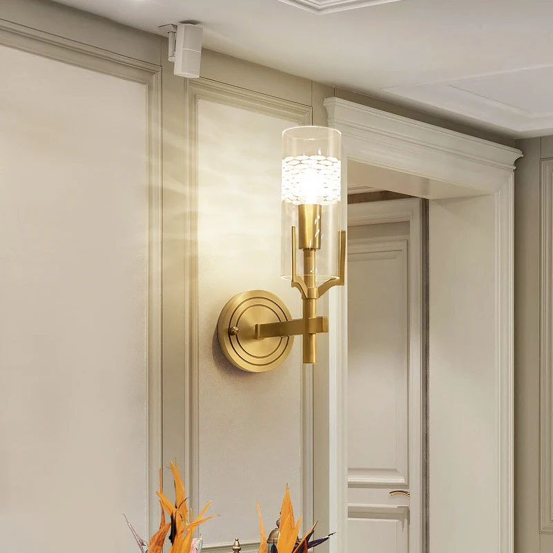 Хрустальная Золотая прикроватная настенная лампа задний фон настенный