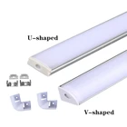 Светодиодный алюминиевый канал 0,5 м, для светодиодной ленты 3528, 5630, 5050, UV-образсветодиодный светодиодный алюминиевый канал, молочно-белая крышкапрозрачная крышка