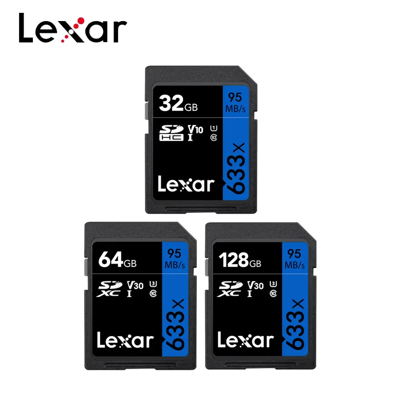 100% Оригинальный Lexar 633x sd-карту 32 Гб U1 Class 10 95 МБ/с. UHS-I слот для карт памяти 64 128 V30 U3