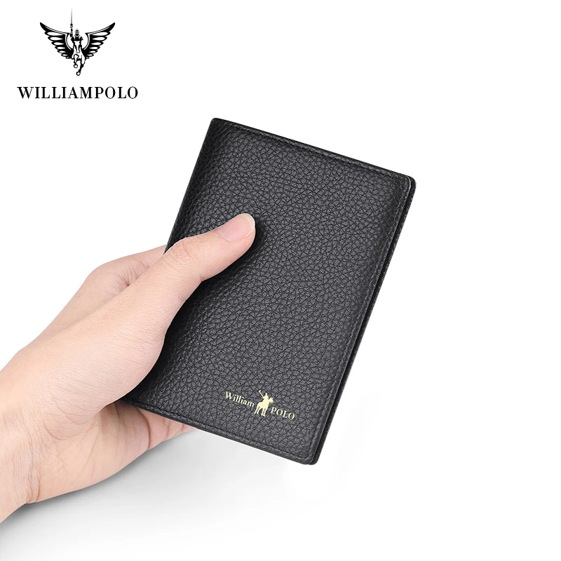 

Williampolo leather wallet men's zipper large capacity credit card clip multi functional leather driver's license Coin Wallet