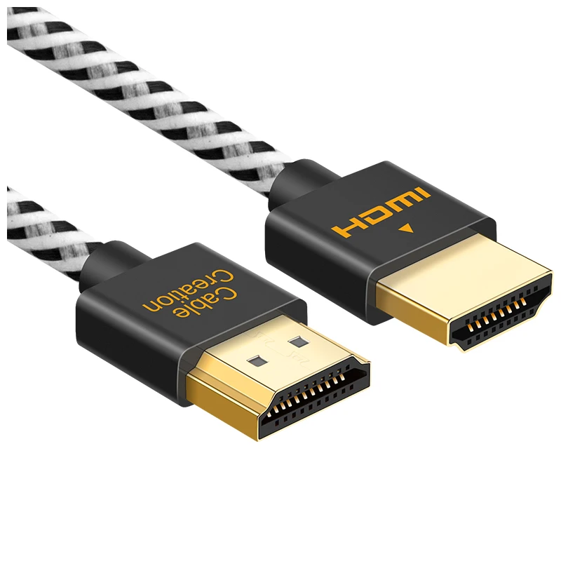 Black Ультра тонкий HDMI папа-папа HDMI 2,0 высокоскоростной ультра тонкий низкопрофильный кабель Поддержка 3D 4 k@ 60 Гц, возврат аудио для PS4 - Цвет: Black