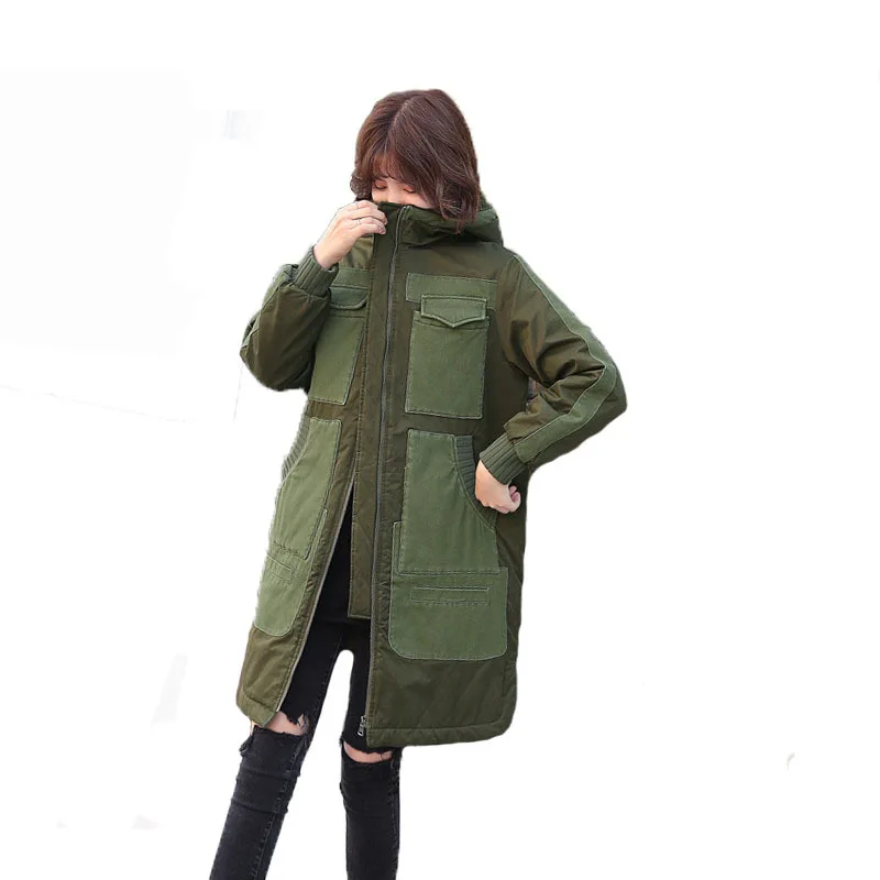 

cotton loose padded clothes cotton clothes multi bag color matching Korean women's winter thick warm coat tooling