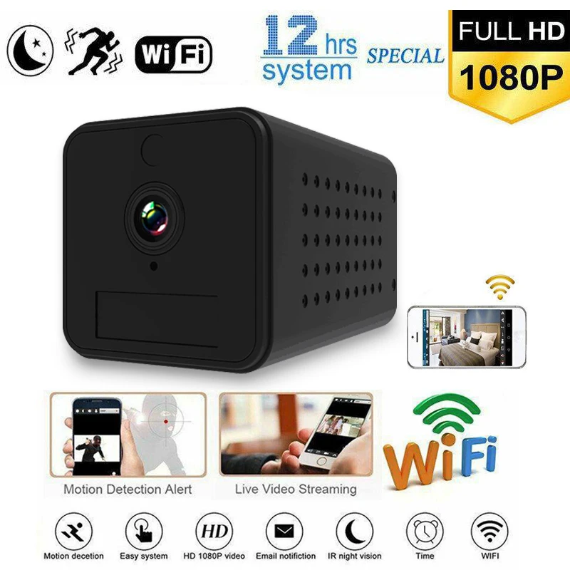 Беспроводная мини IP камера 1080P HD Wi Fi инфракрасная видеокамера ночного видения с