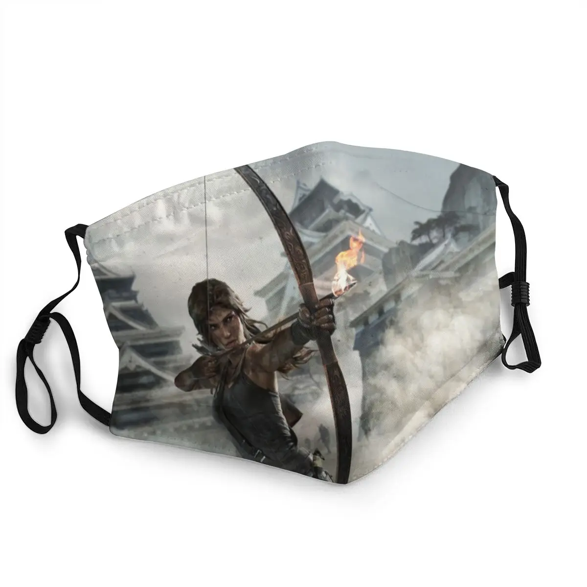 

Lara Croft Bow And Fire Arrow Face Mask Anti Dust Adjustable Face Mask Protection Cover Men Women Respirator Mouth-Muffle