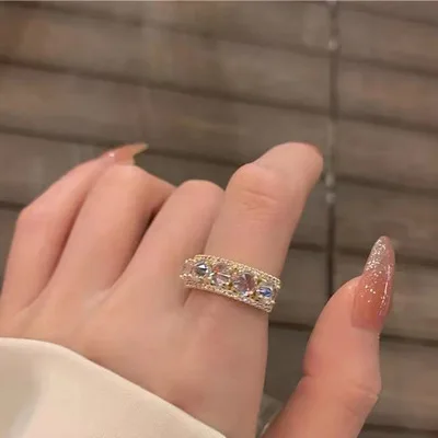 

New Fashion Ins Style Personality Trend Full Of Diamond Shining Ring Index Finger Jewelry Opening European And American 2021