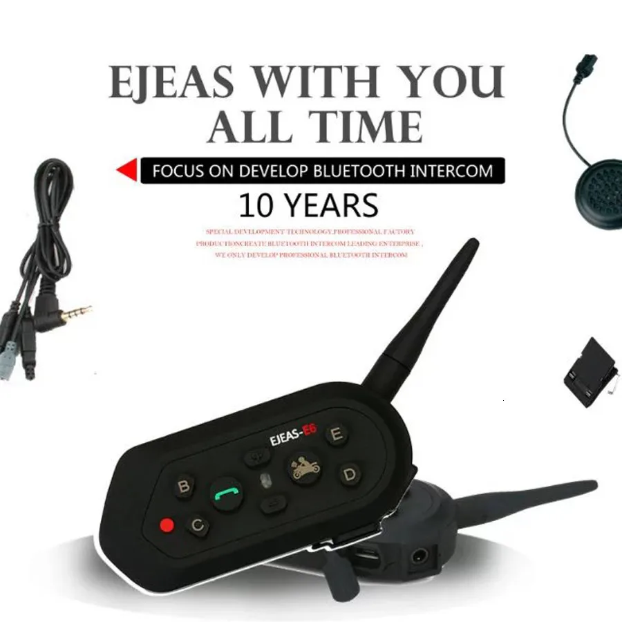 Ejeas E6 BT мотоцикл VOX гарнитура 1200 м шлем для связи переговорные Bluetooth Интерком для 6 гонщиков подходит полный лицо