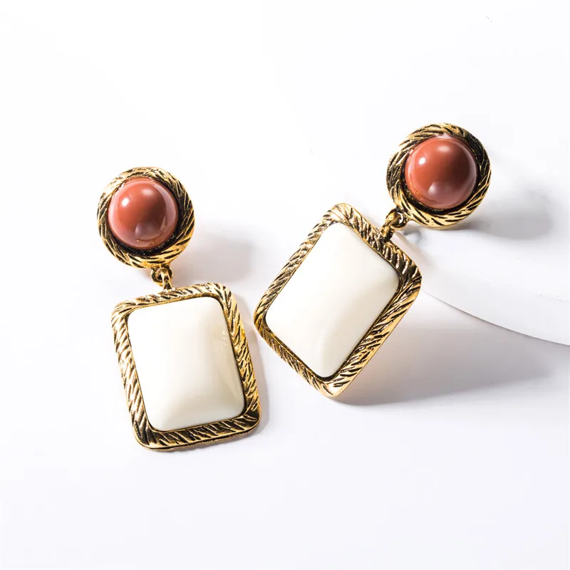 Женские многослойные серьги Za богемные круглые и квадратные в стиле ретро