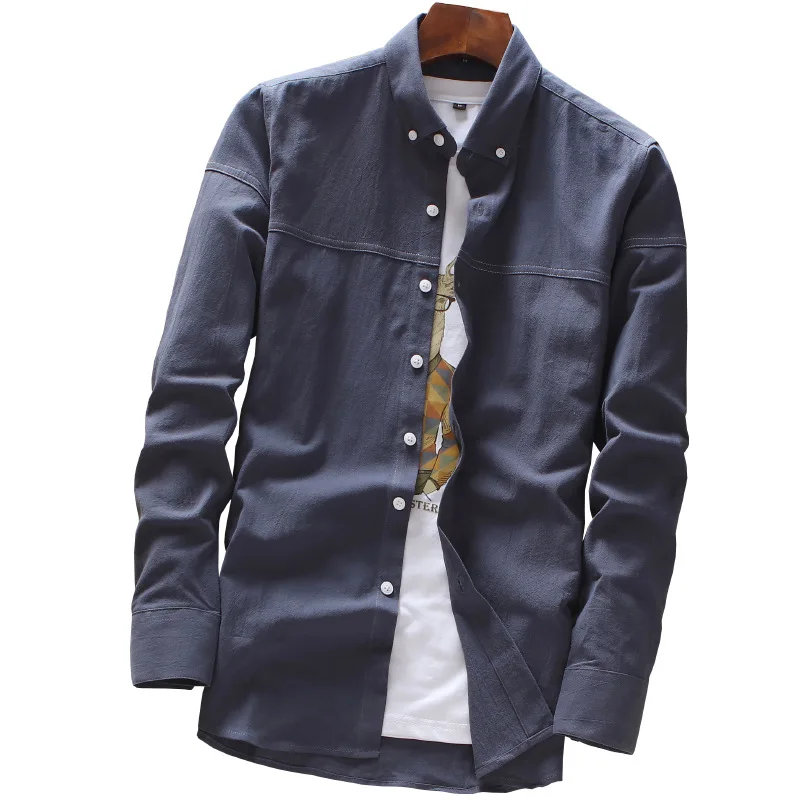 

Fall 2020 New Men's Long-sleeved Shirts Slim Solid Color Shirts Trendy Handsome Casual Fashion Men's Clothing