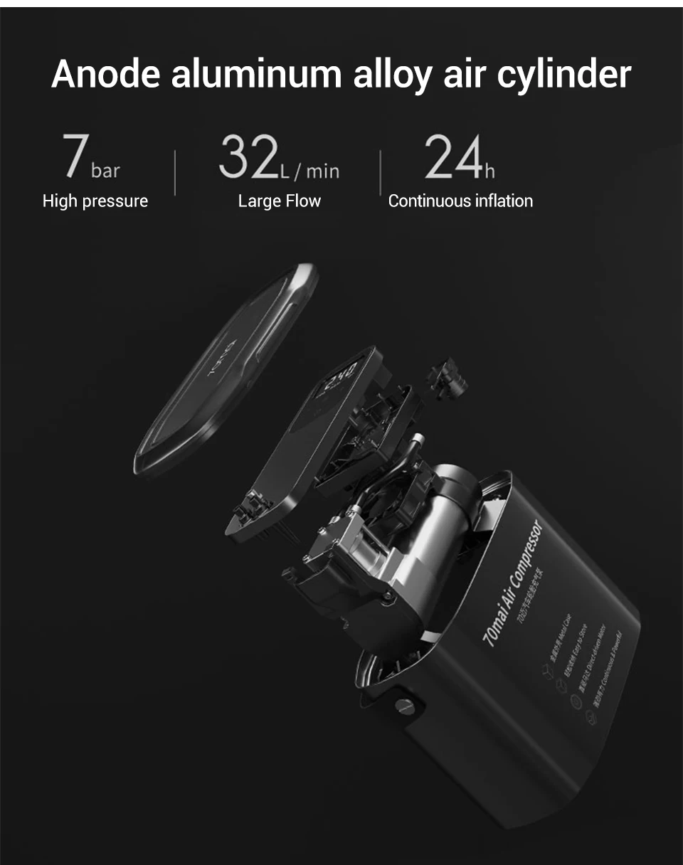 Xiaomi Mijia Oringal 70mai воздушный компрессор 12V 70 MAI переносной электрический автомобильный воздушный насос металлический ящик мини-насос для накачивания шин авто шины насос